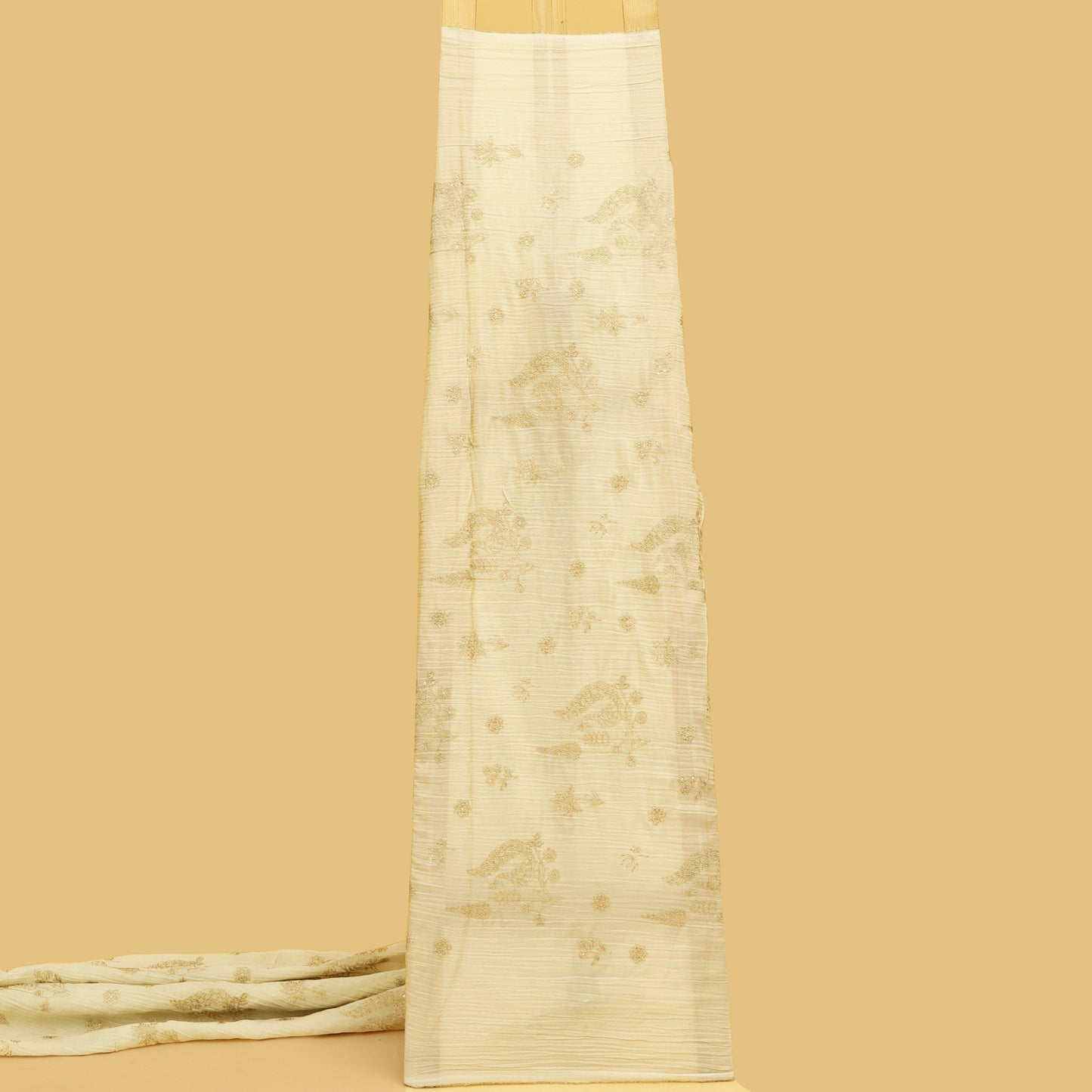 Cream Color Tissue Embroidery Fabric