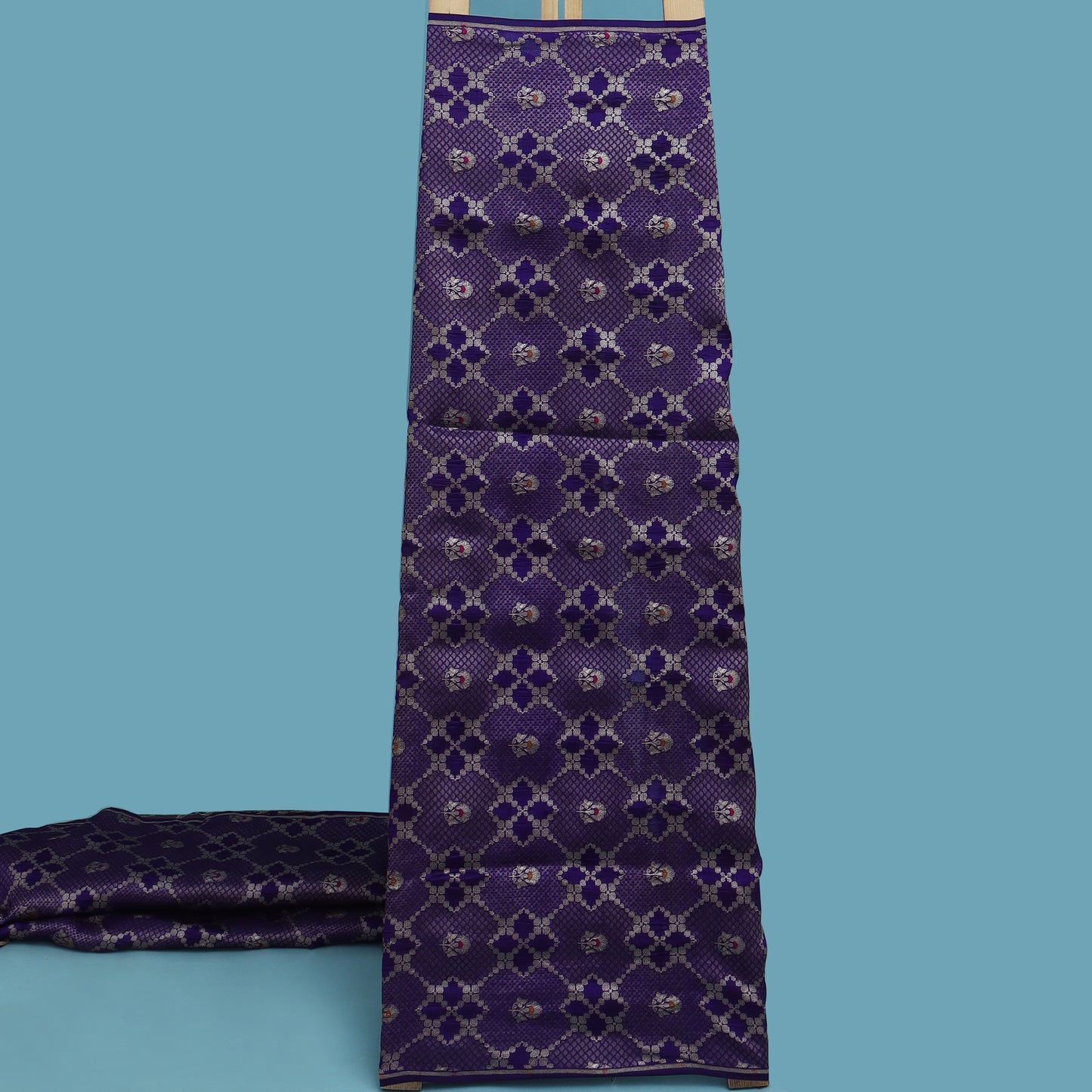 Purple Color Katan Meena Brocade Fabric