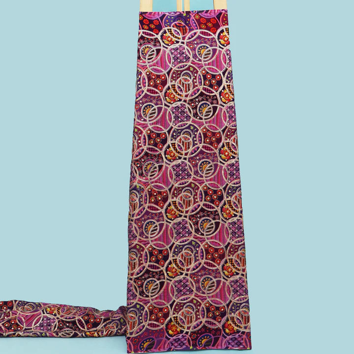 Crepe Position Print Embroidery Fabric (Cut Pieces 2Mtr)