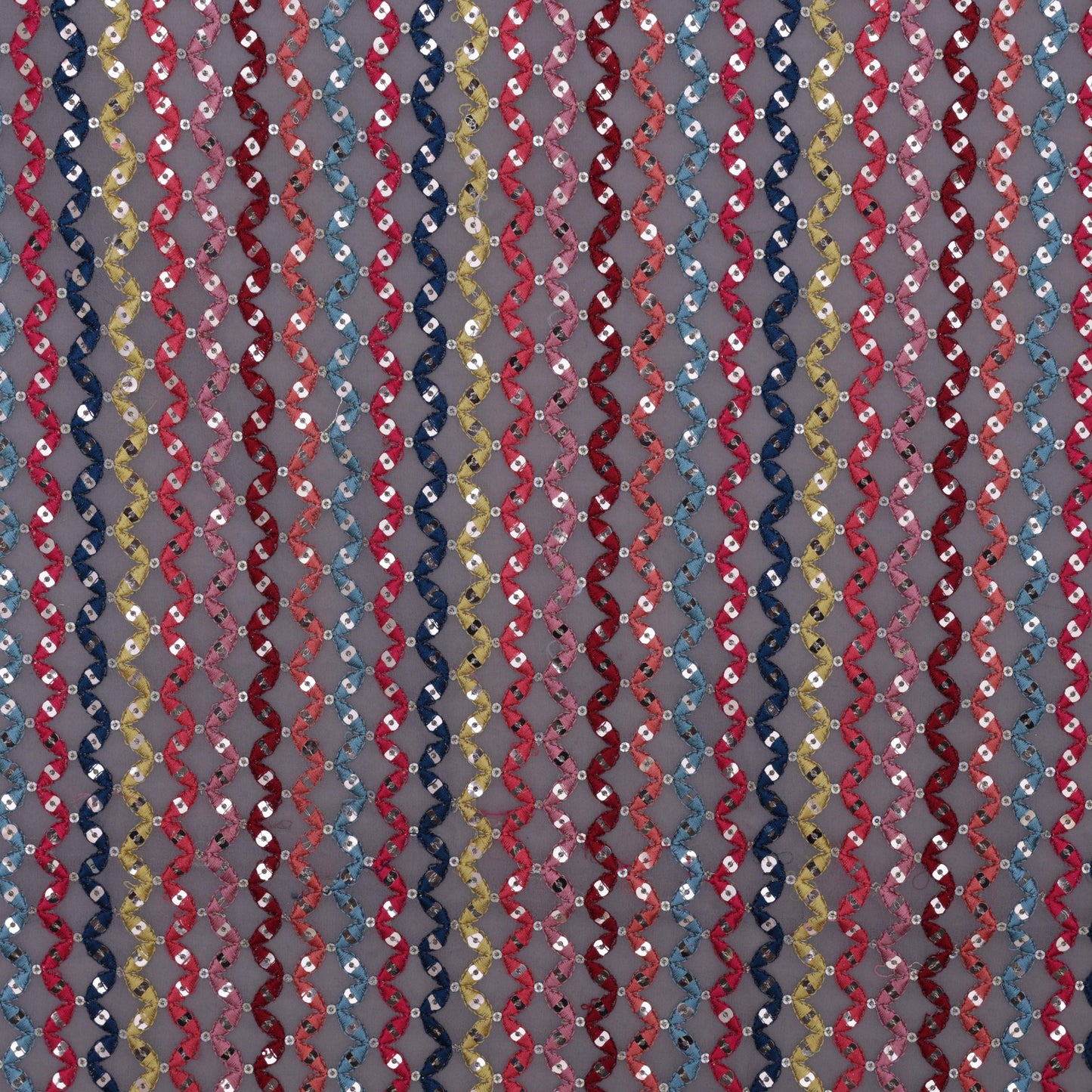 Grey Color Georgette Embroidery Fabric