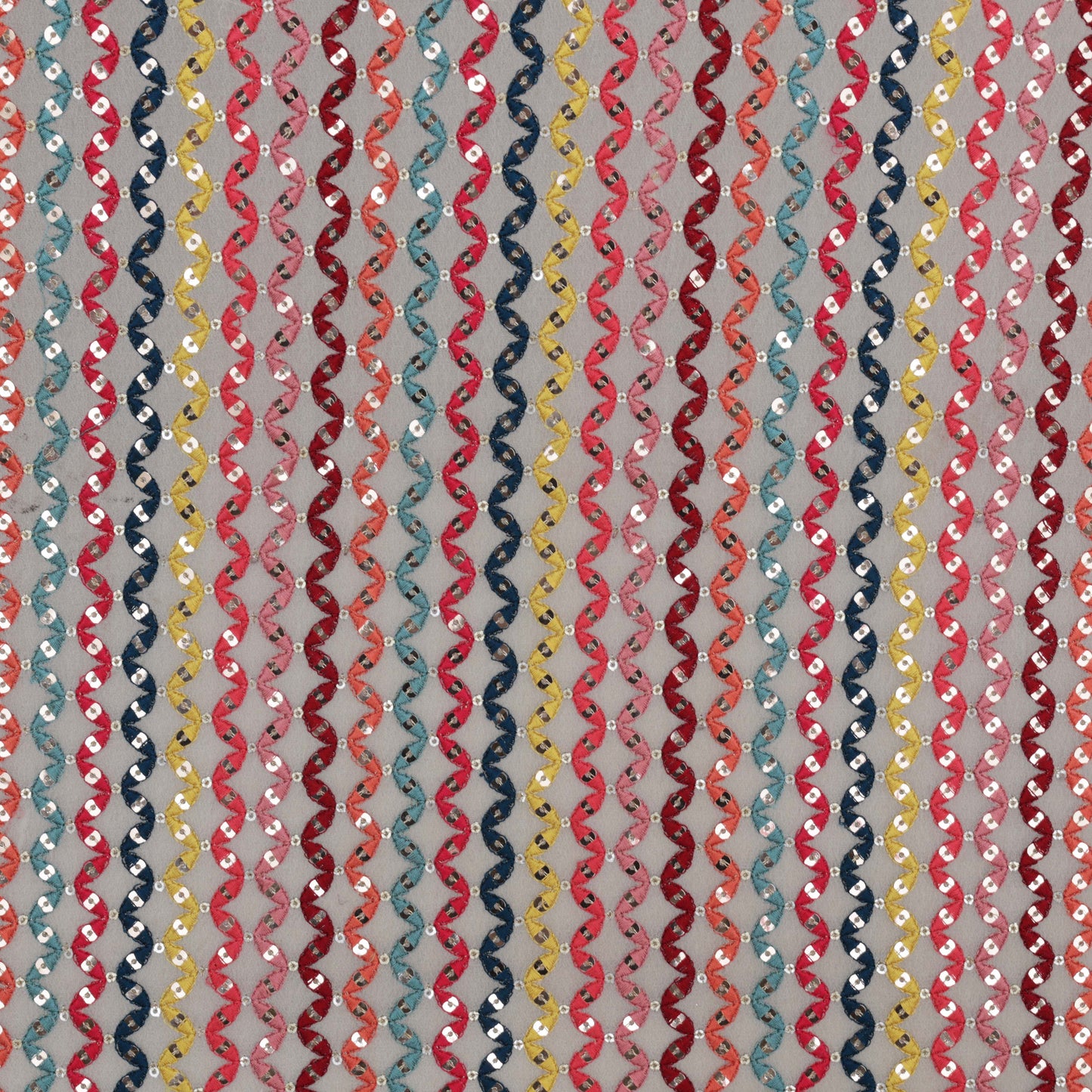 Cream Color Georgette Embroidery Fabric