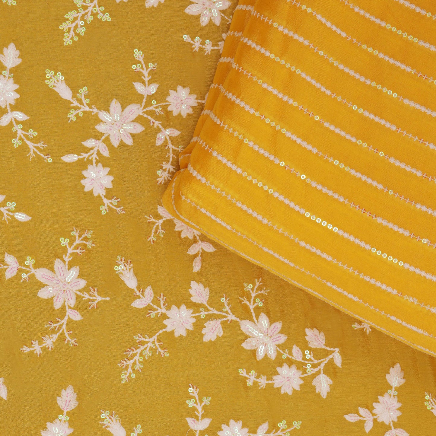 YELLOW Color Chinon Embroidery Fabric