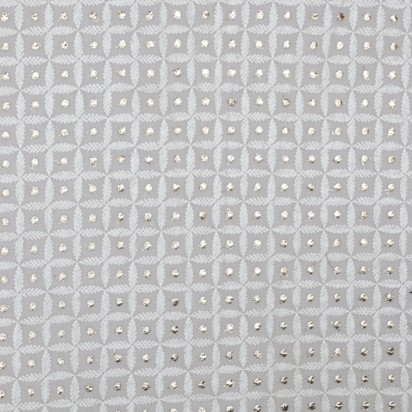 White Color Georgette Embroidery Fabric