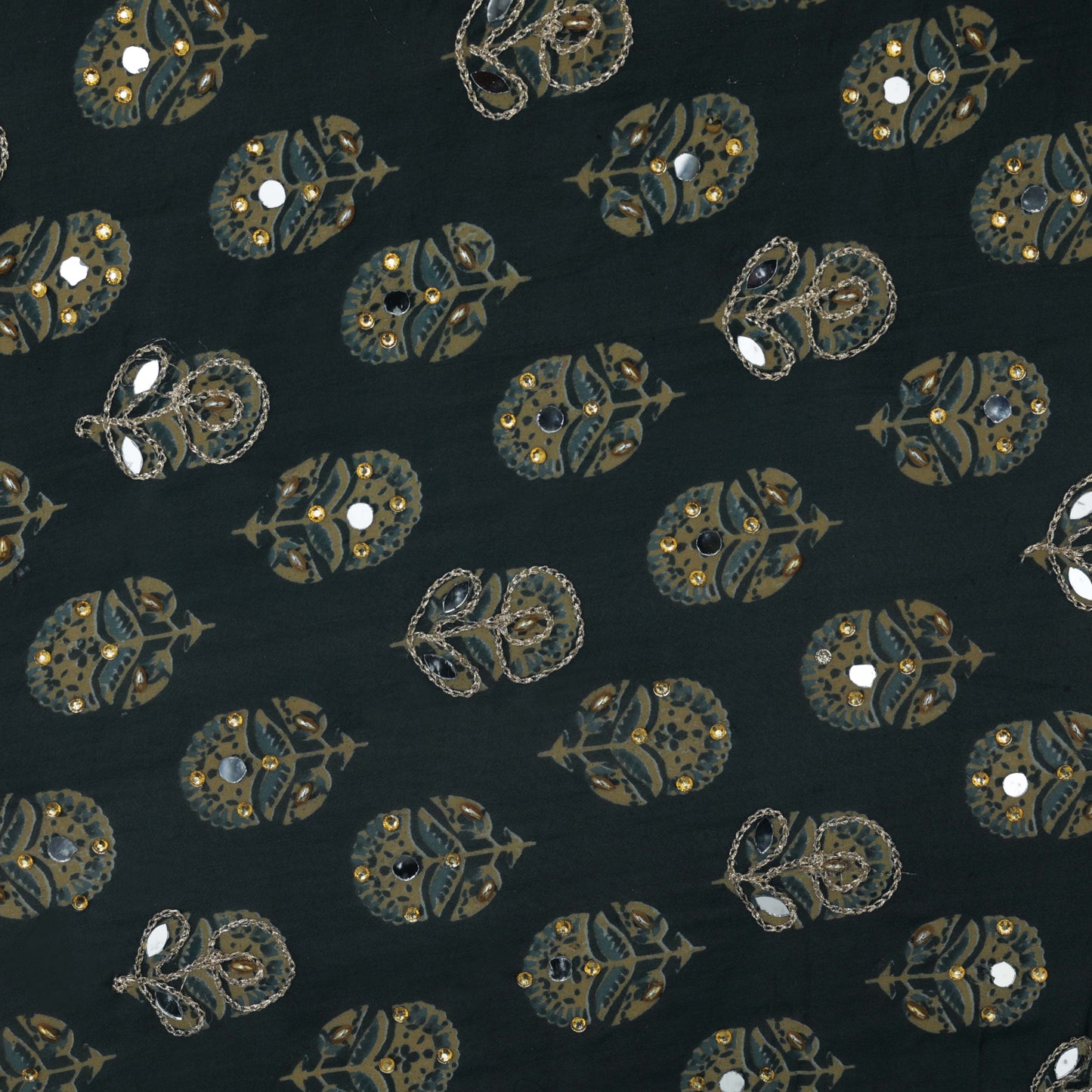 Green Color Georgette Embroidery Fabric