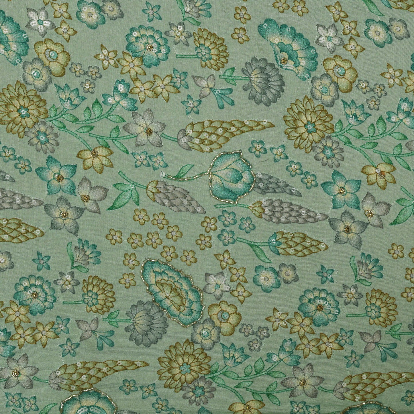 Multi-Color MUSLIN POSITION PRINT Embroidery Fabric