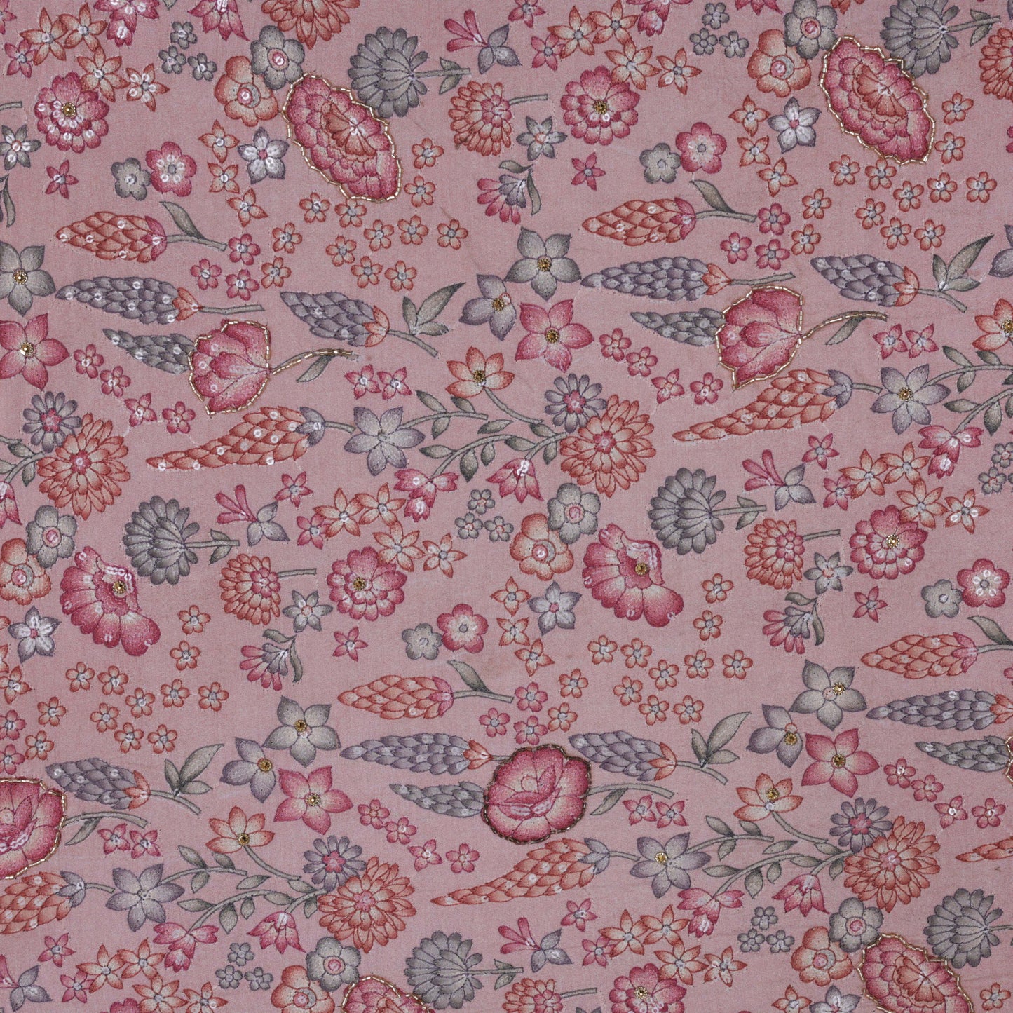 Multi-Color MUSLIN POSITION PRINT Embroidery Fabric