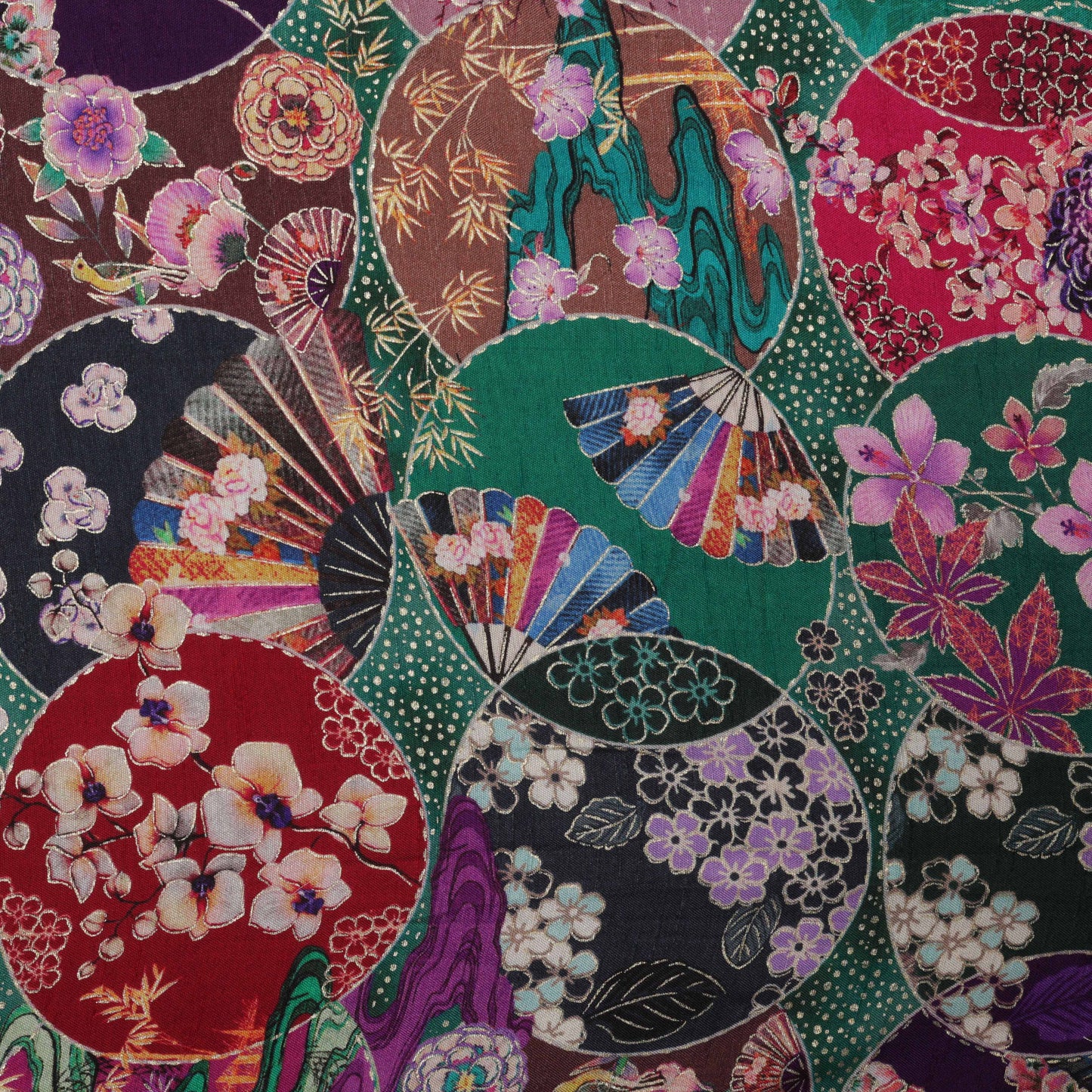 Multi-Color DOLA SILK HYDRA PRINT Embroidery Fabric