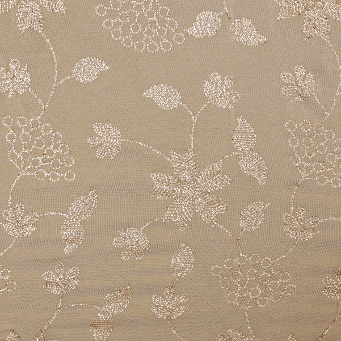 Beige Color Tissue Embroidery Fabric