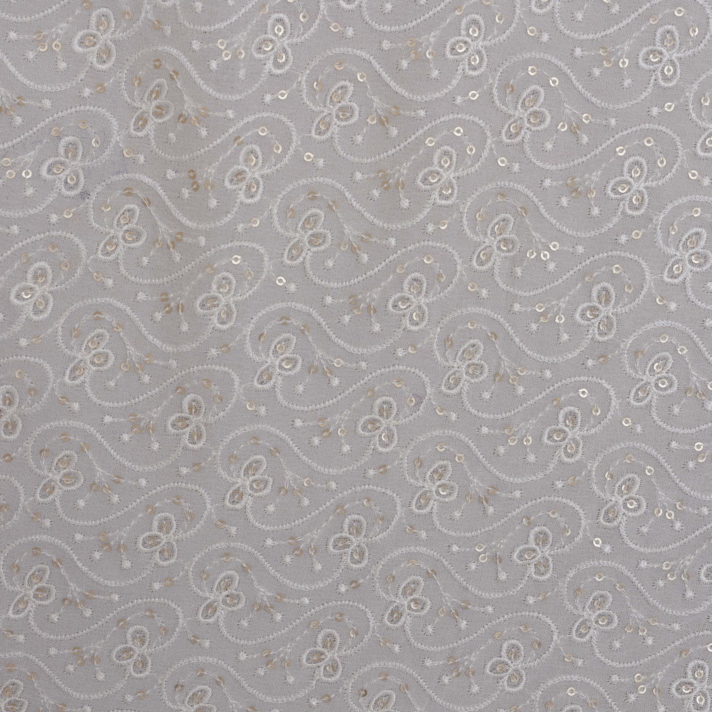 White Color Georgette Embroidery Fabric