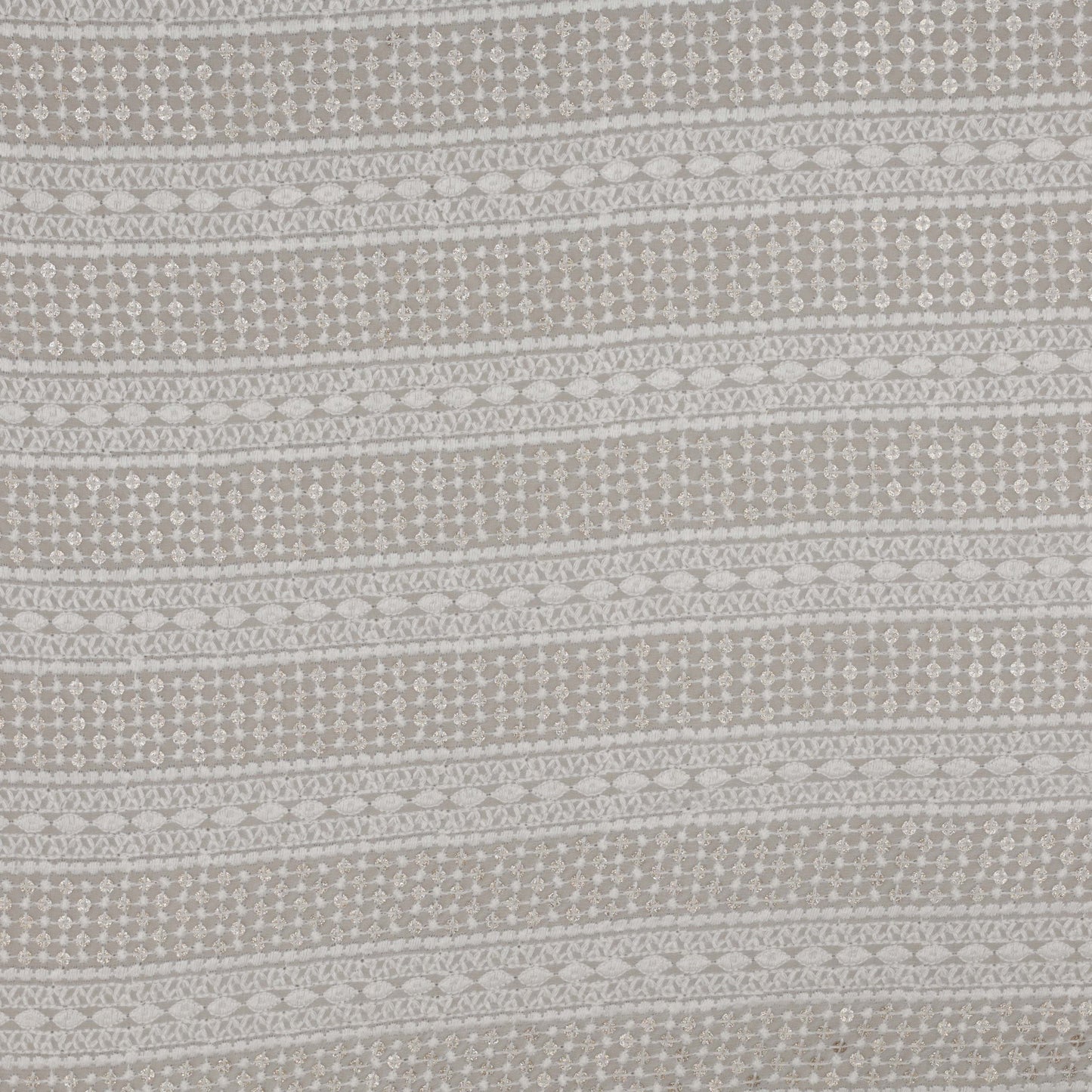 White Color Georgette Embroidery Fabric