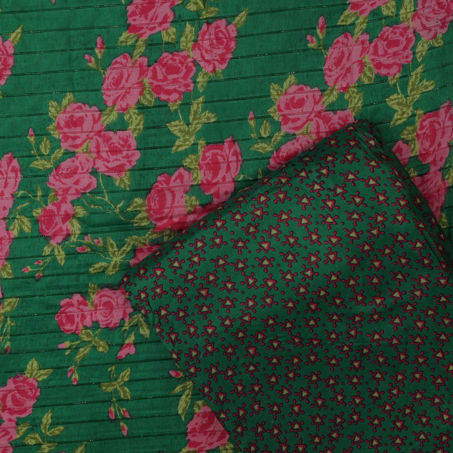 Multi - Color Fabric Slub Chanderi Print Fabric Zari Fabric