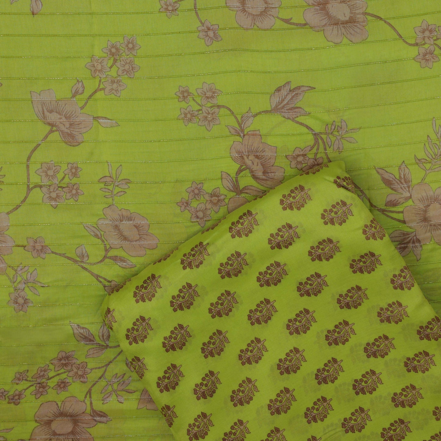 Multi - Color Fabric Slub Chanderi Print Fabric Zari Fabric