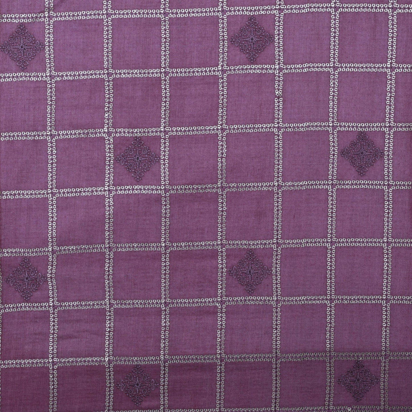 ONION Color Fabric Tussar Sequins Embroidery Fabric