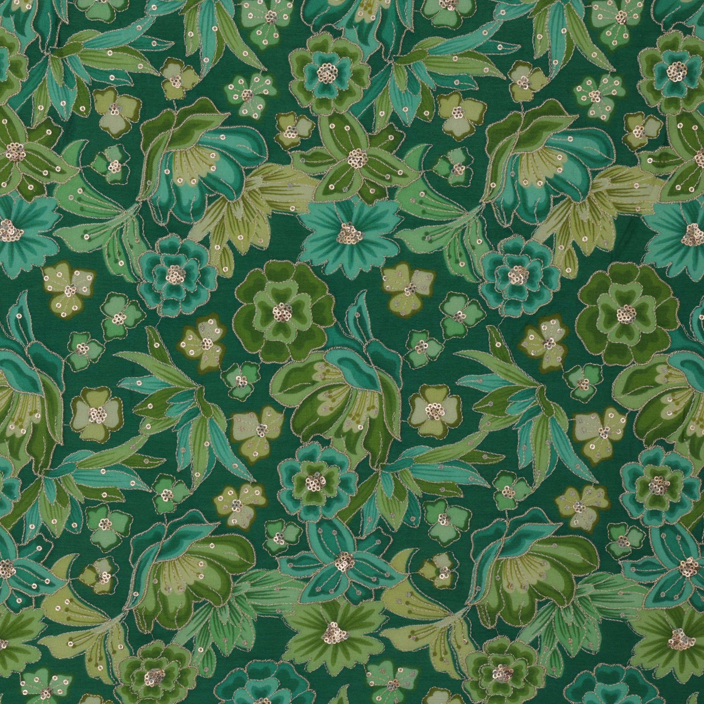 Multi-Color Chinon Position Print Embroidery Fabric