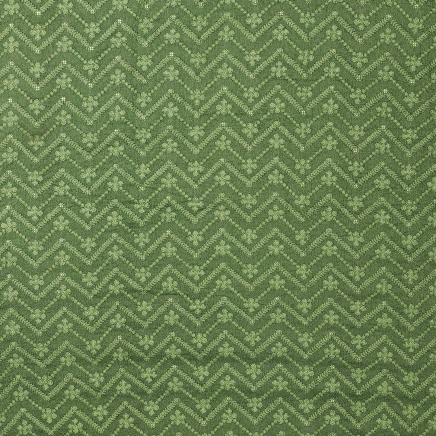 Green Color Fabric Nokia Silk Embroidery Fabric