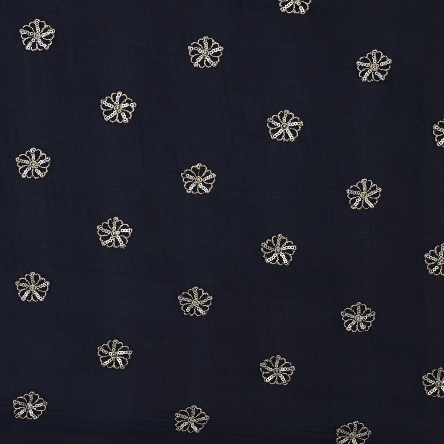 NAVY BLUE Color Satin Organza Booti Fabric