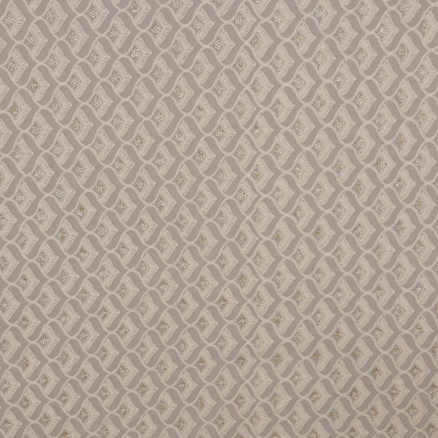 White Color Georgette Embroidery Fabric