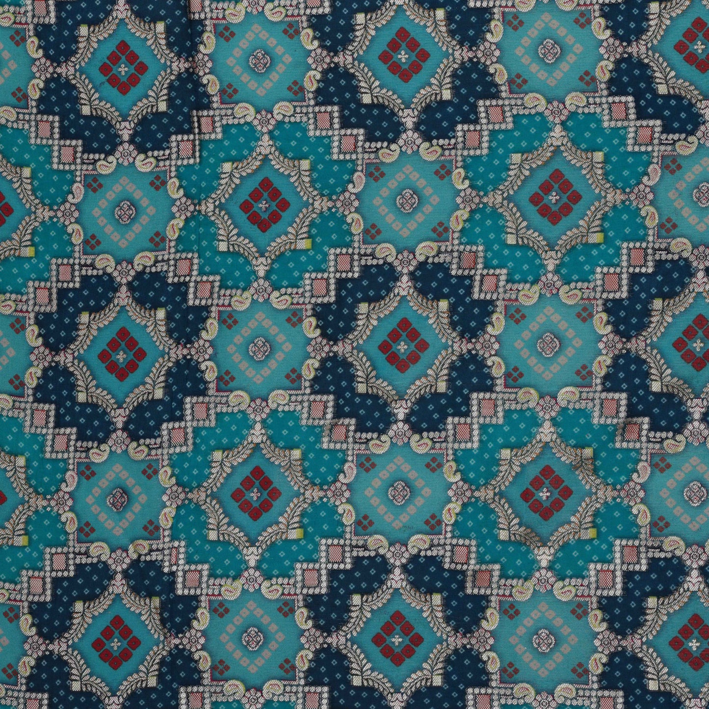 Sea Green Color Tissue Geogette Print Jaquard Fabric