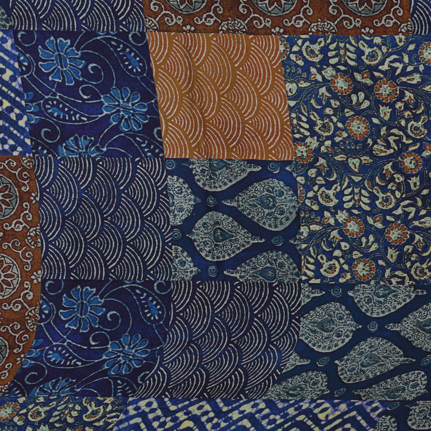 Multi Color Satin Silk Hydra Print Fabric