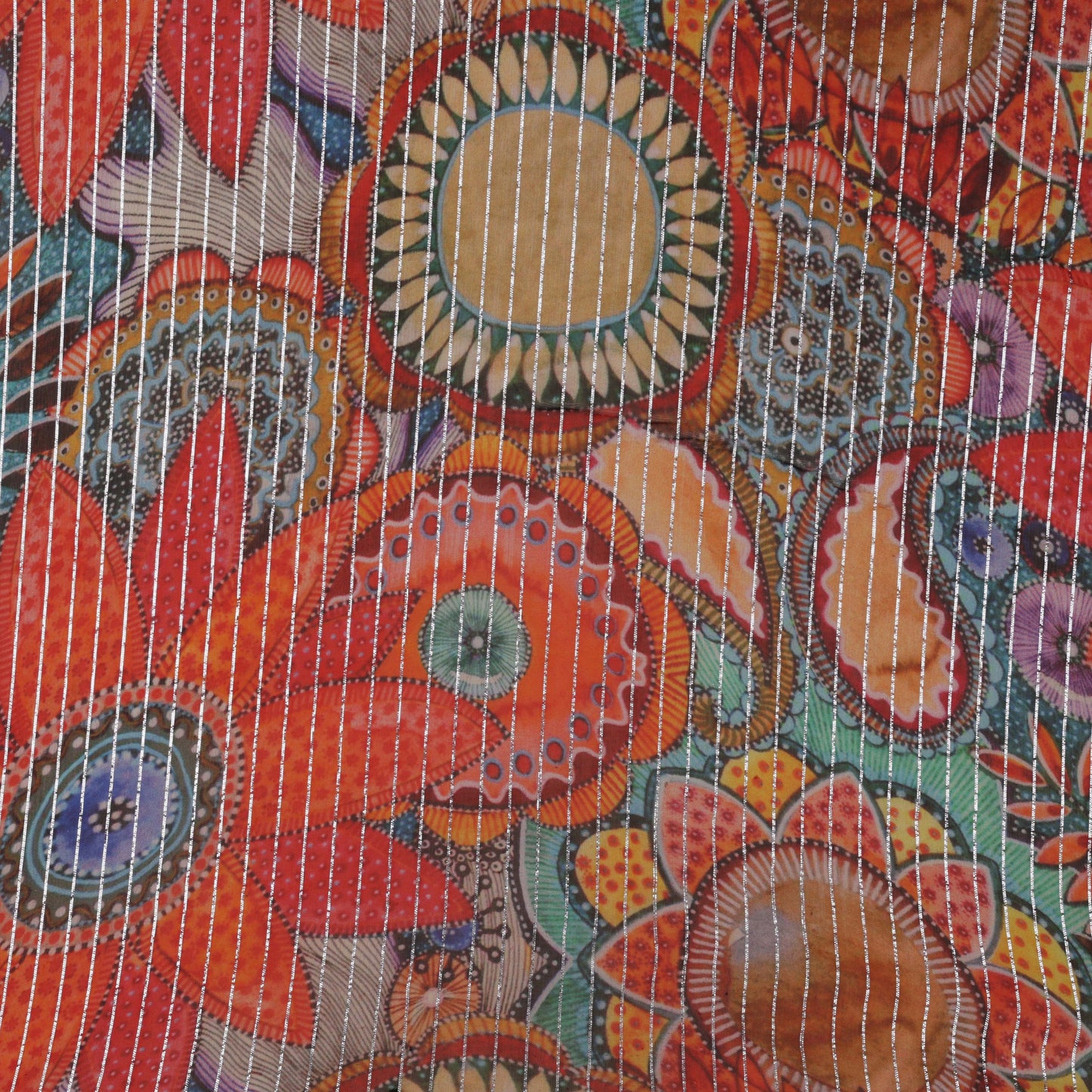 Multi Chiffon Lurex Hydra Print Fabric