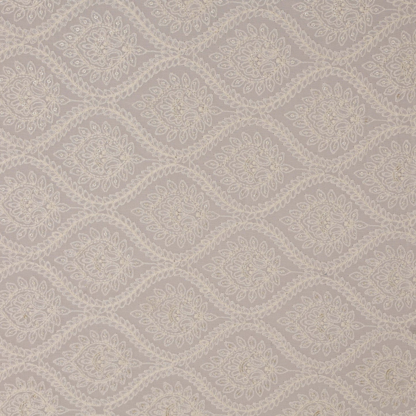 White Color Georgette Embroidery Fabric.