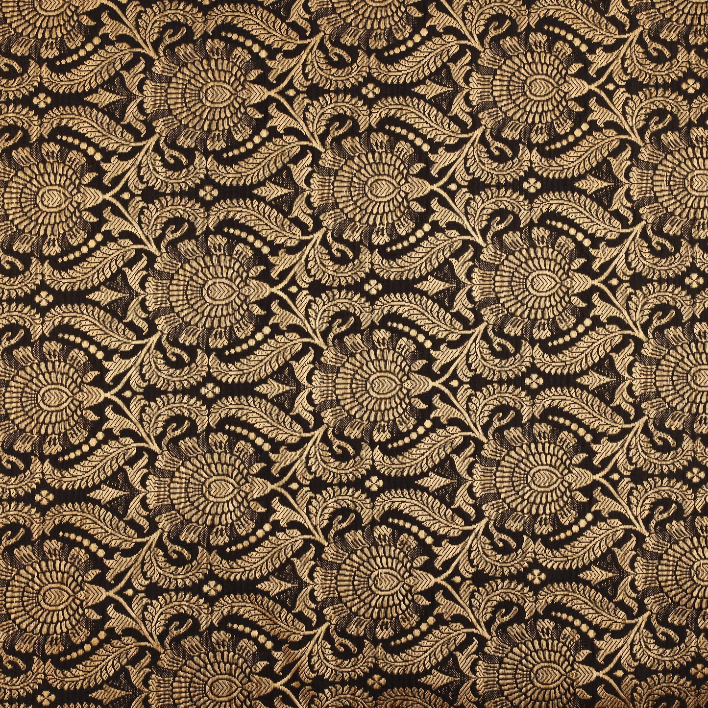 BLACK Color Fabric SATIN BROCADE