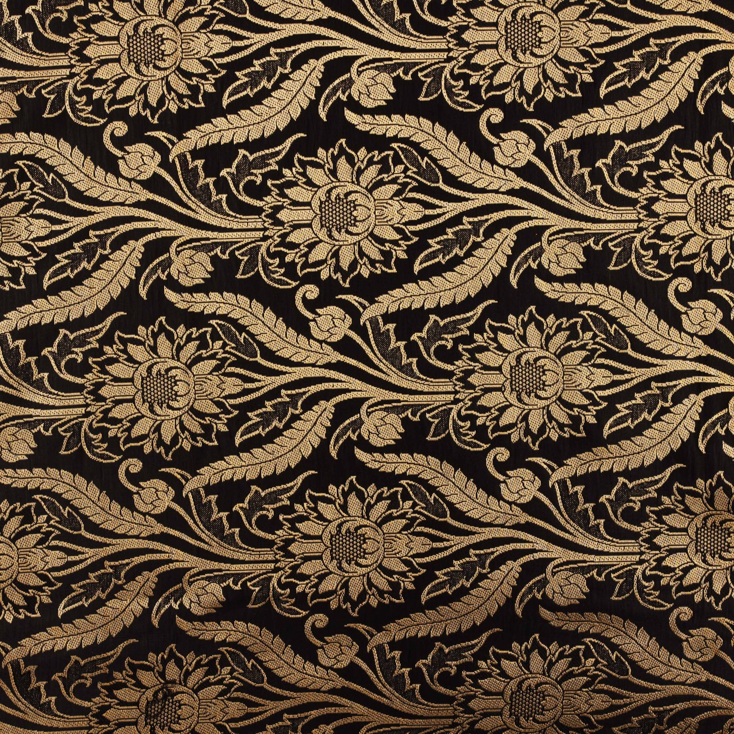 BLACK Color Fabric SATIN BROCADE