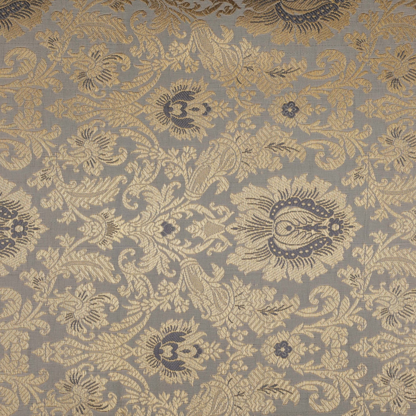 Grey Color Fabric SATIN BROCADE