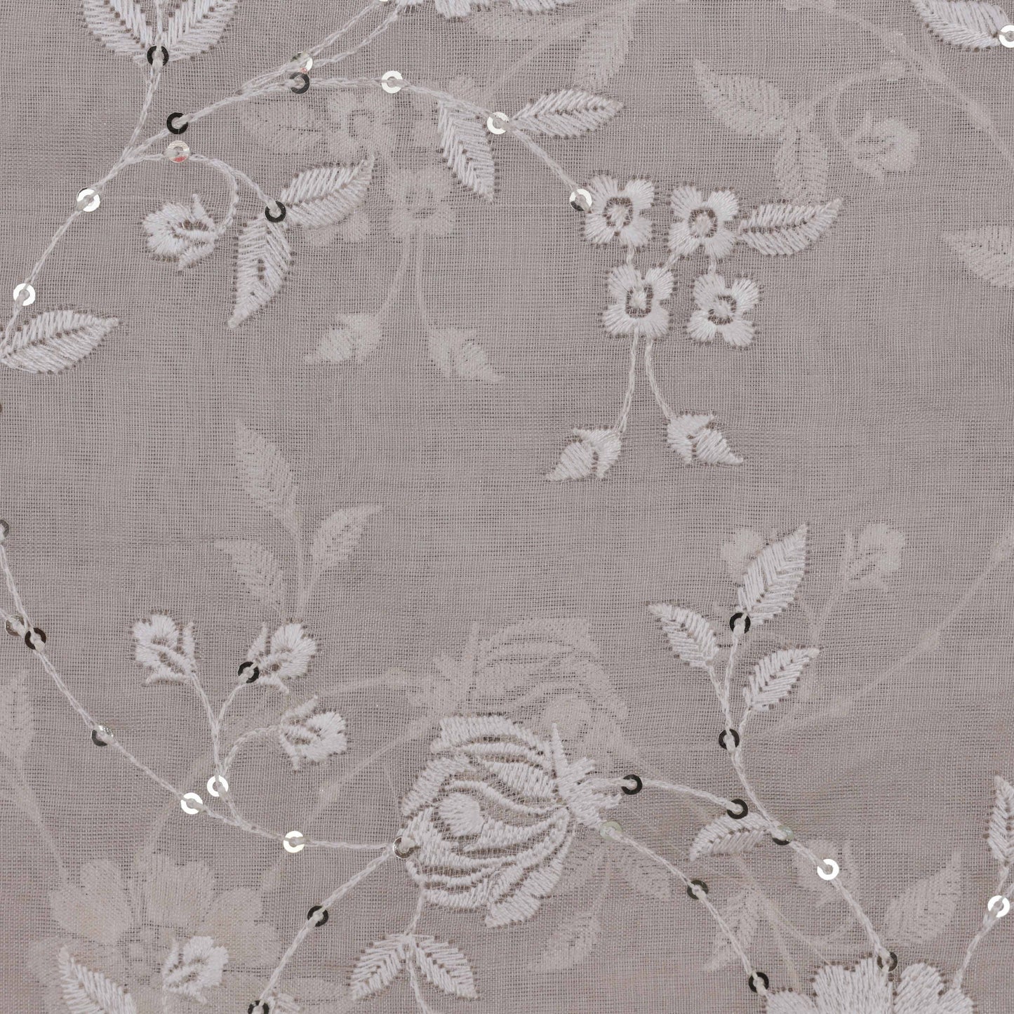 Cream Color Tissue Embroidery Fabric