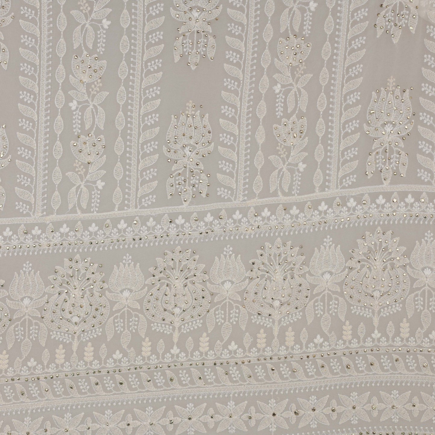 White Color Georgette Embroidery Fabric