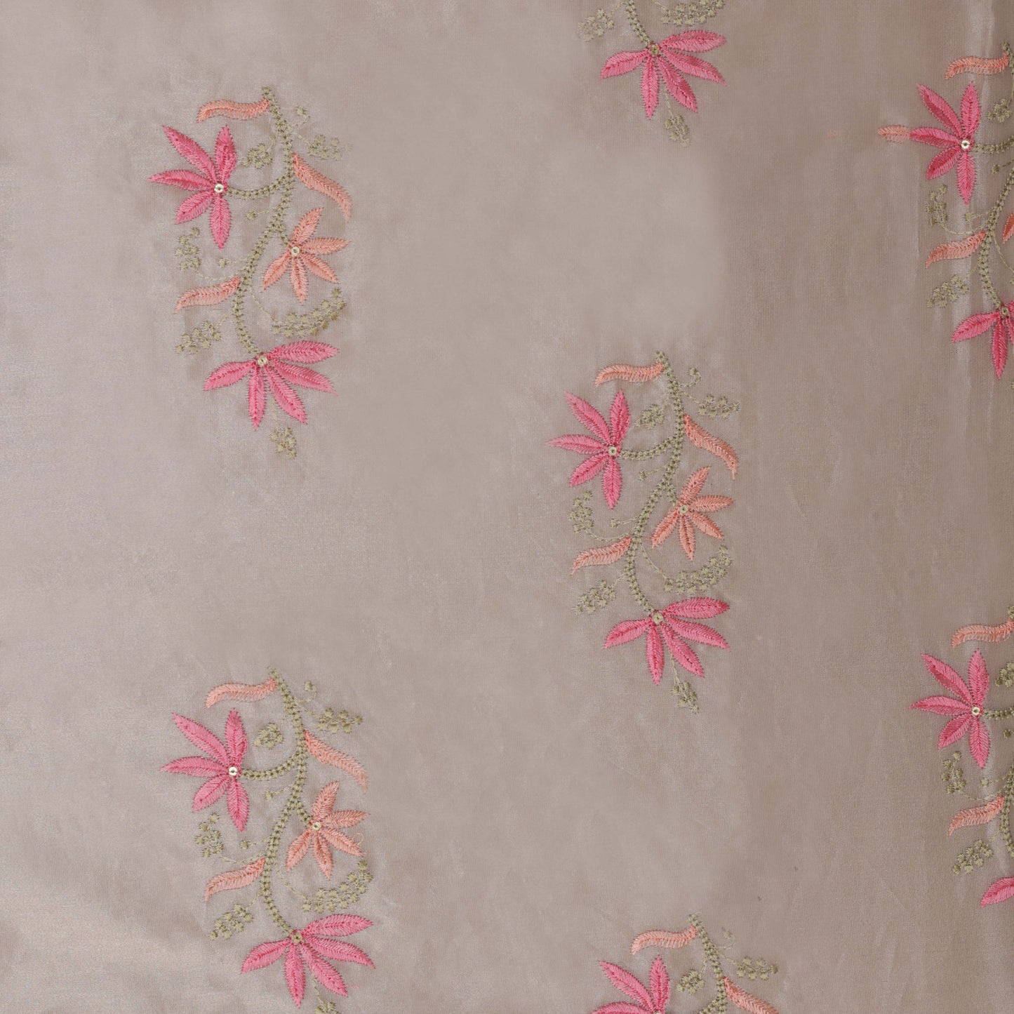 Beige Color Pure Tissue Embroidery Fabric