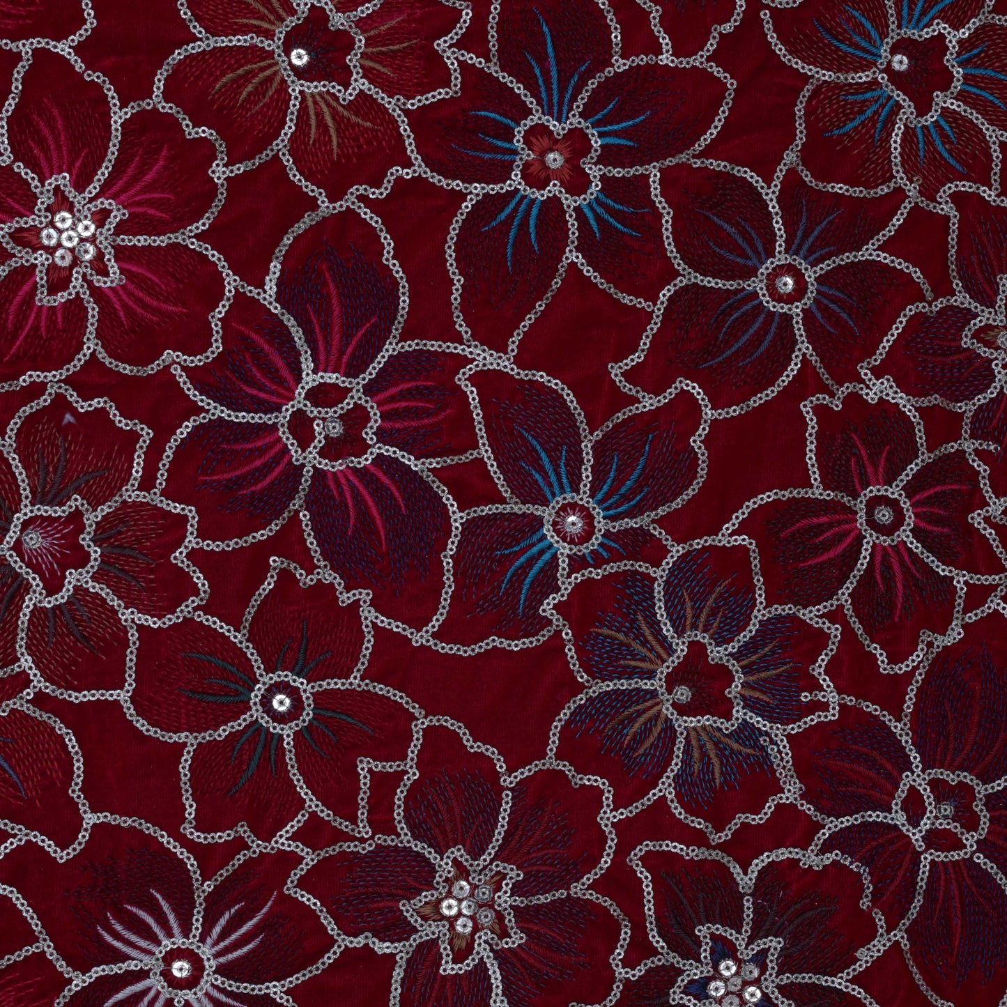 Rani Color Velvet Embroidery Fabric