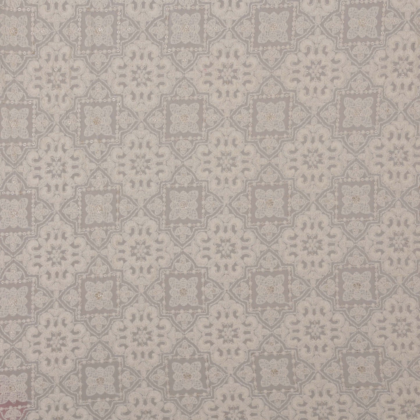 White Color Georgette Embroidery Fabric