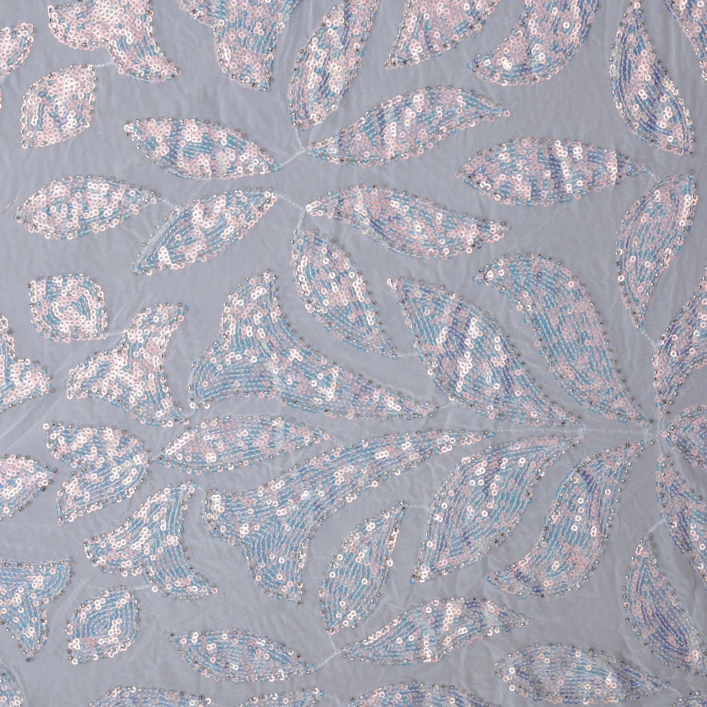 White Color Georgette Sequins Embroidery Fabric
