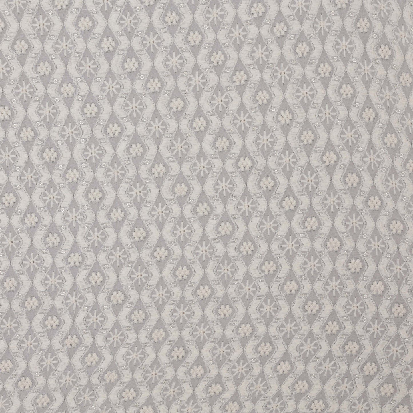 White Color Georgette Embroidery Fabric