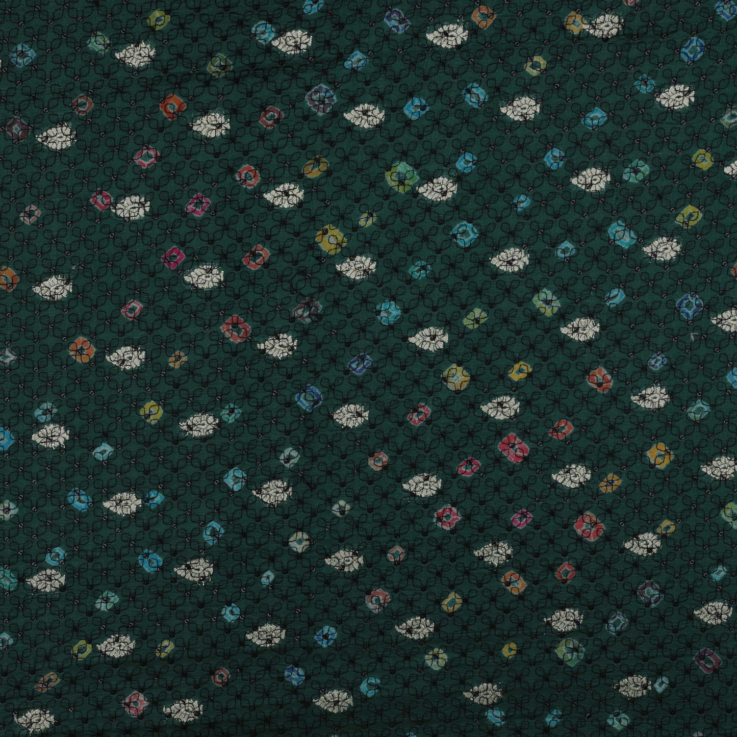 Bottle Green Color Katan Zari Booti Embroidery Fabric