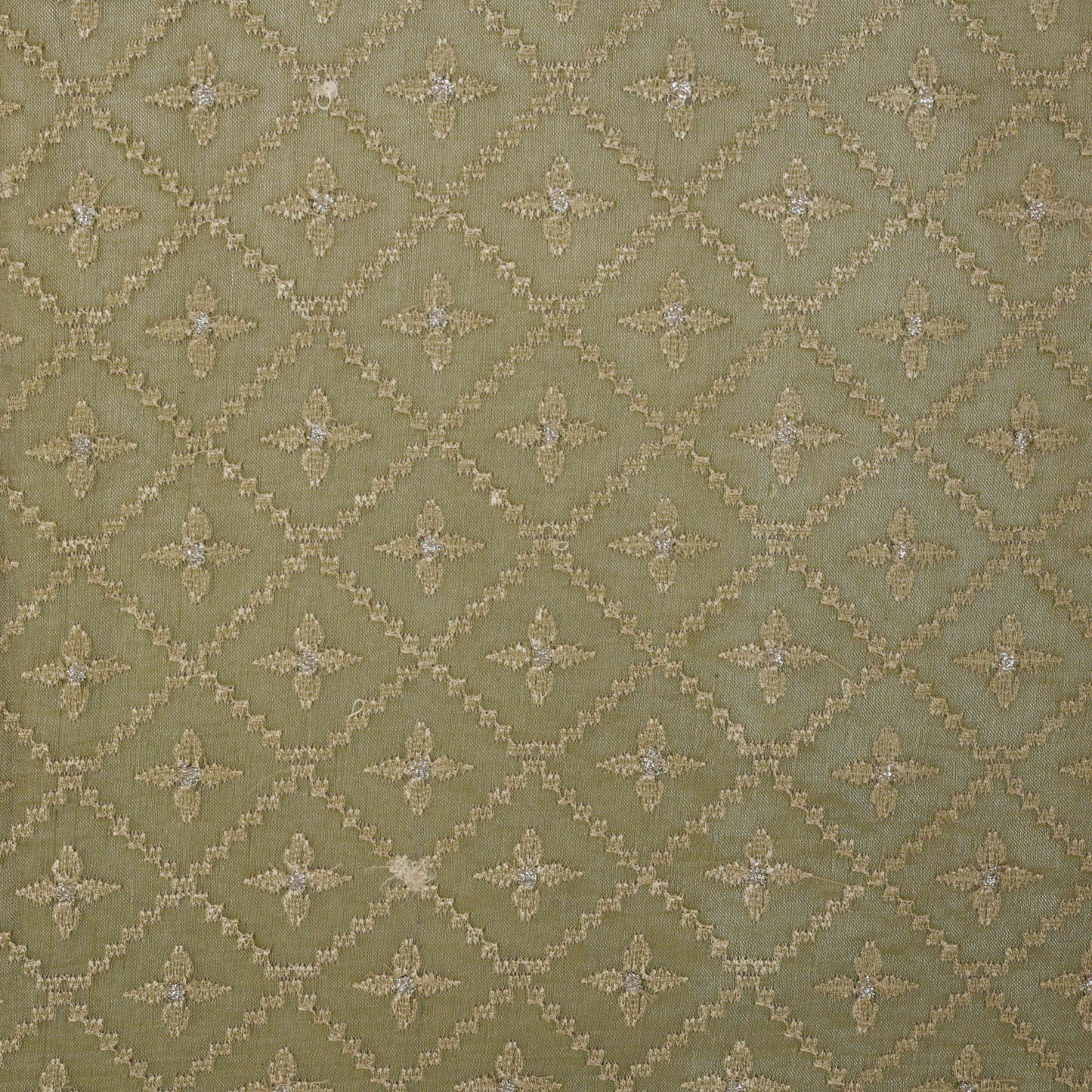 Green Color Tissue Embroidery Fabric
