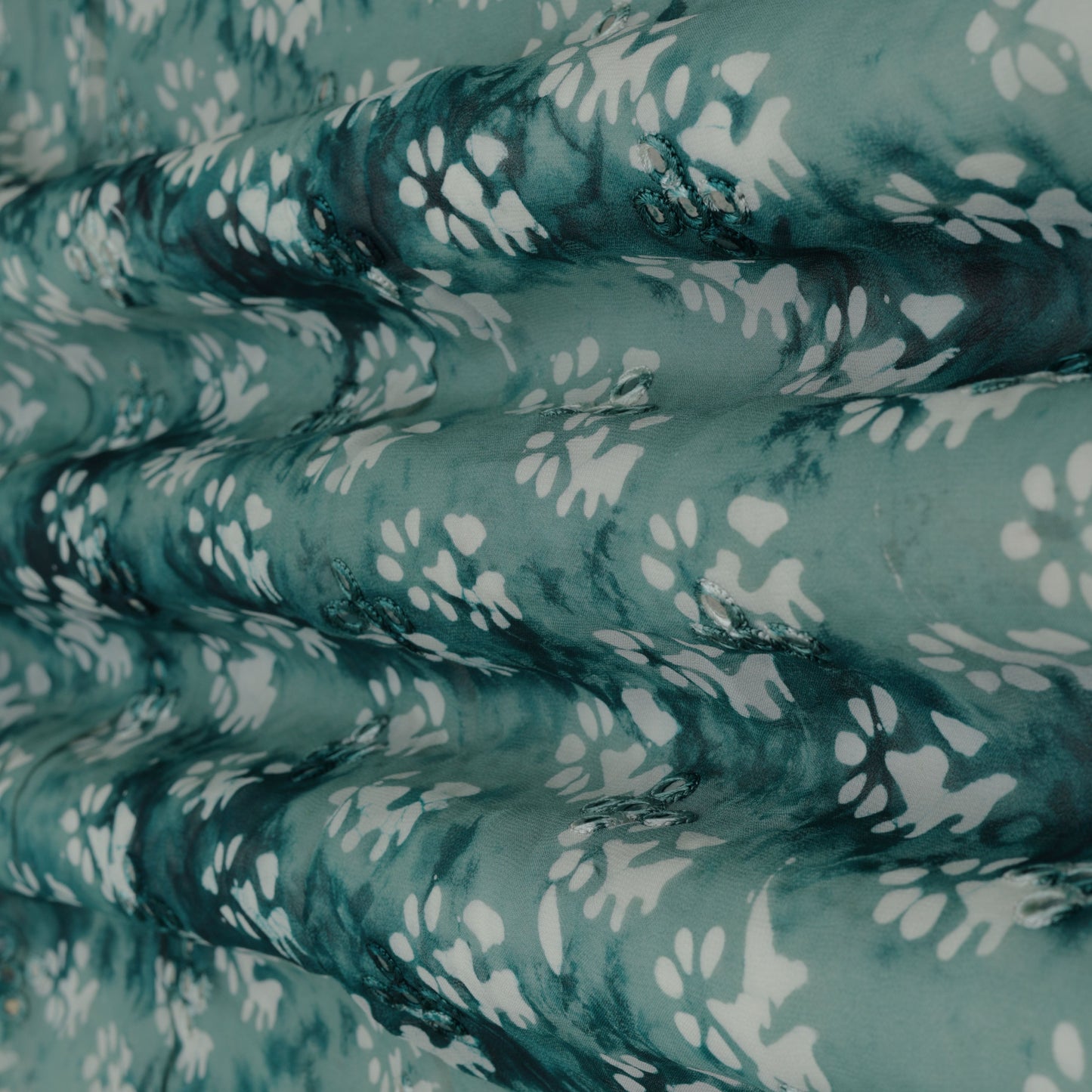 Green Color Georgette Embroidery Fabric