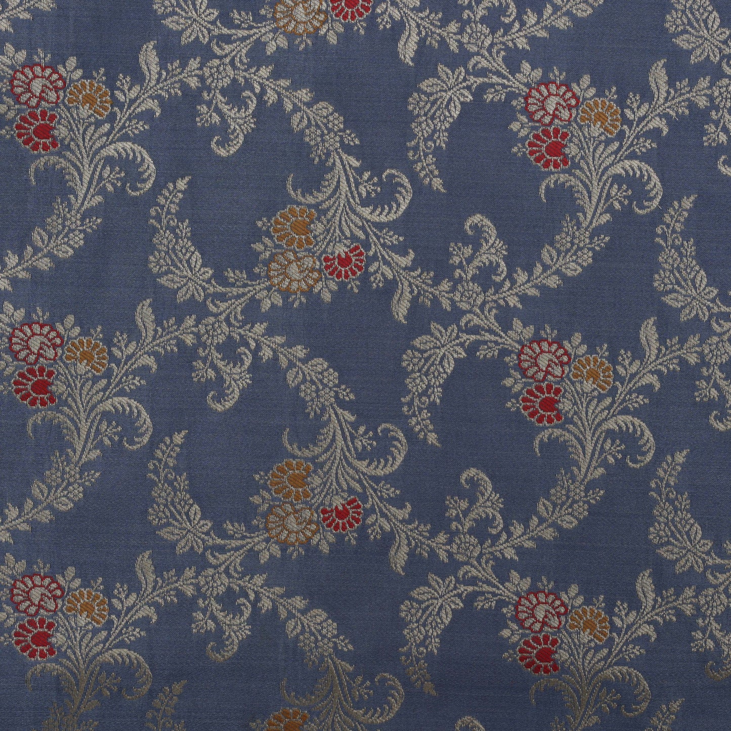 Grey Color Satin Meena Brocade Fabric