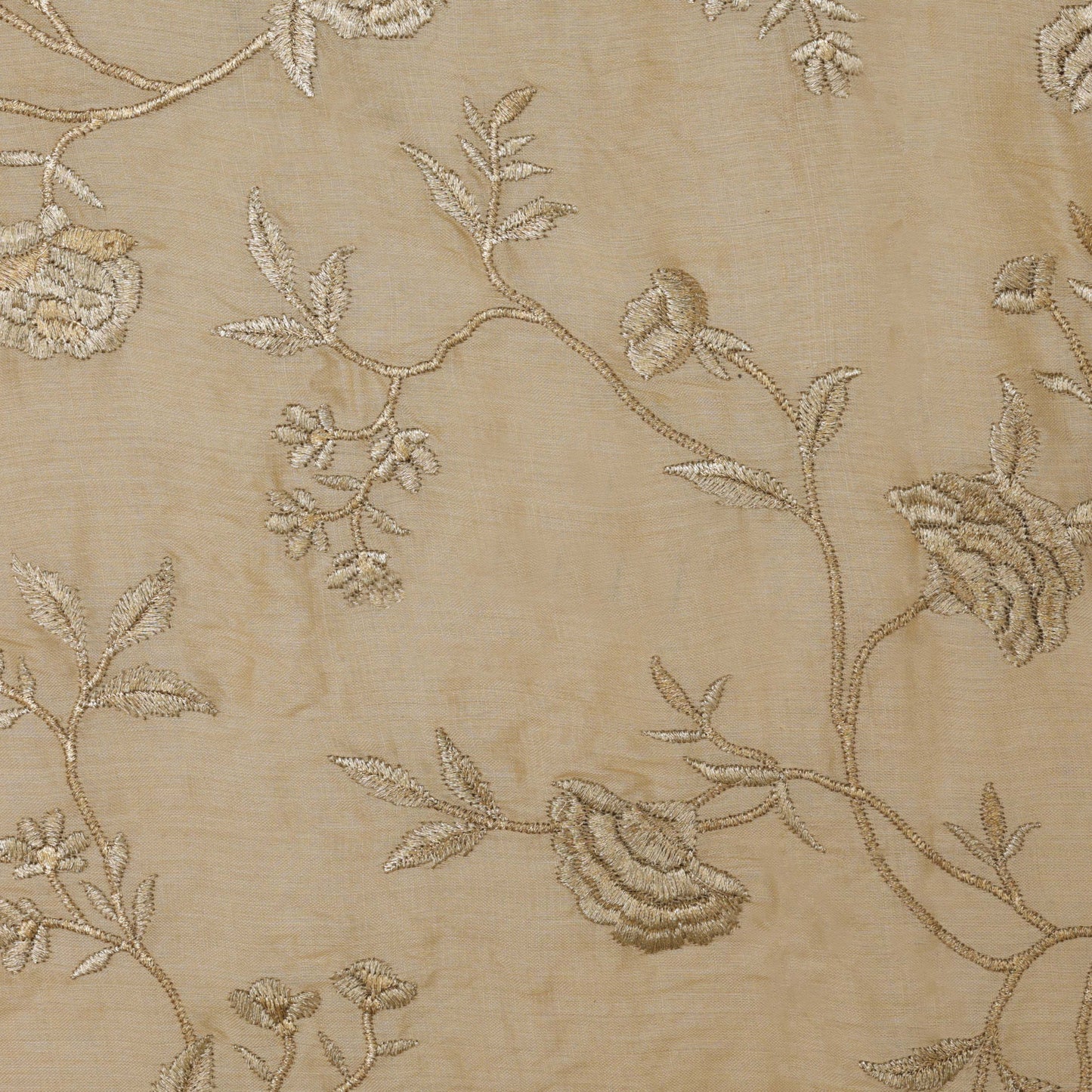 Cream Color Tussar Embroidery Fabric