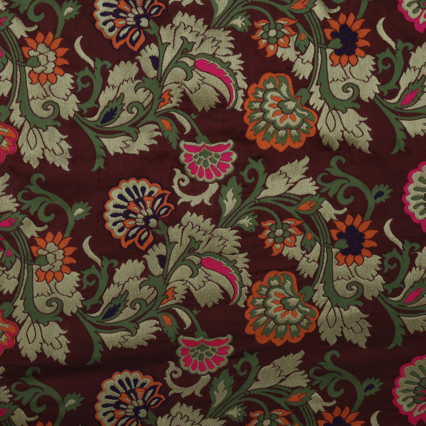 Wine Color Kimkhab Fabric