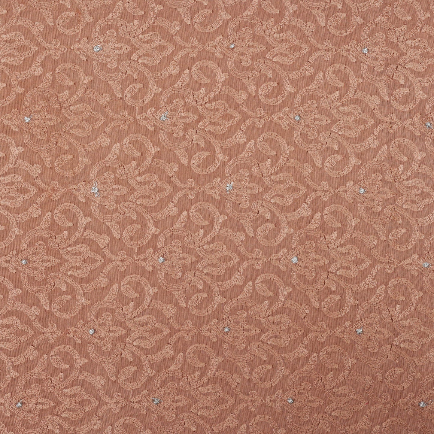 PEACH Color Katan Munga Silk embroidery Fabric