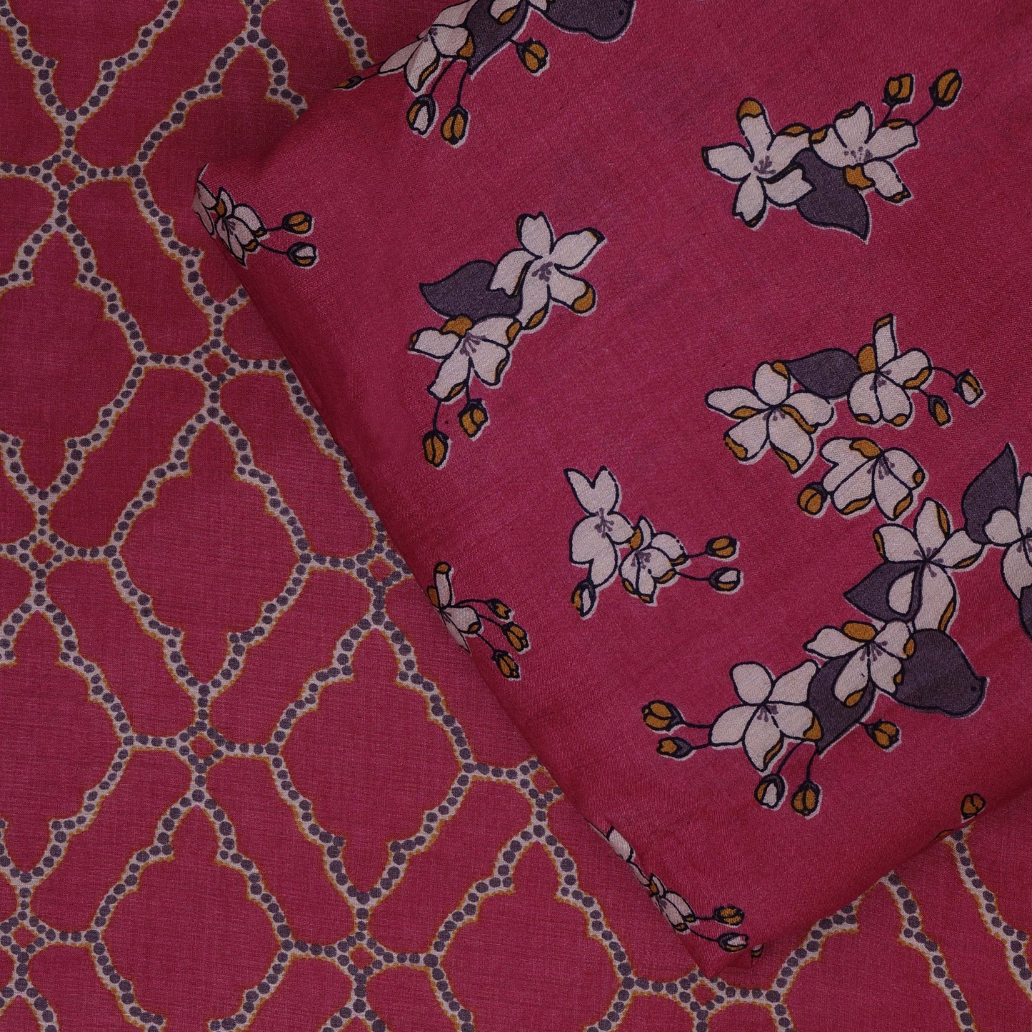 Gajri Color Munga Silk Print Fabric