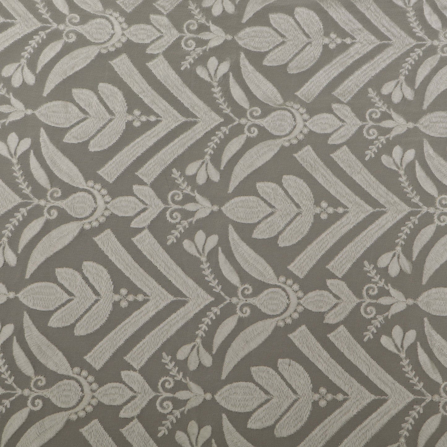 White Color Georgette Embroidery Fabric