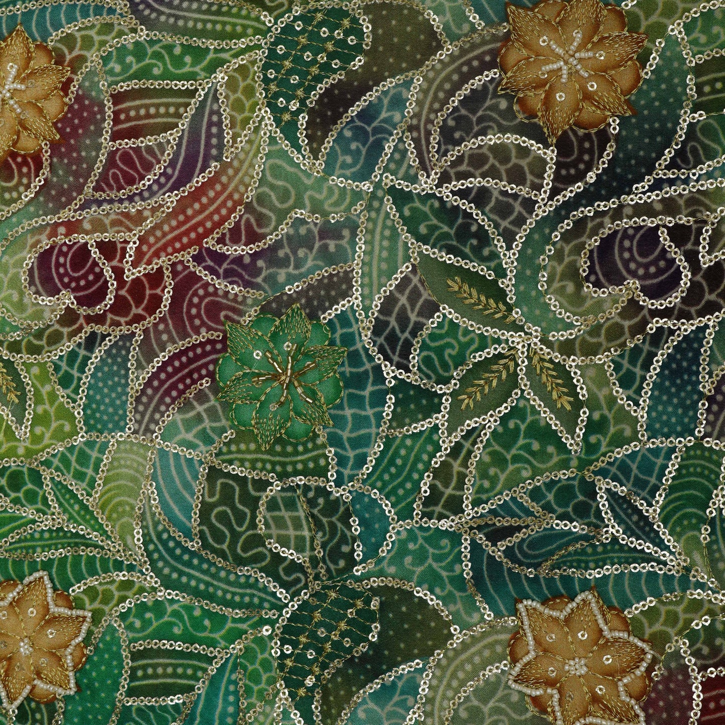 Multi-Color Chinon Position Print Embroidery Fabric