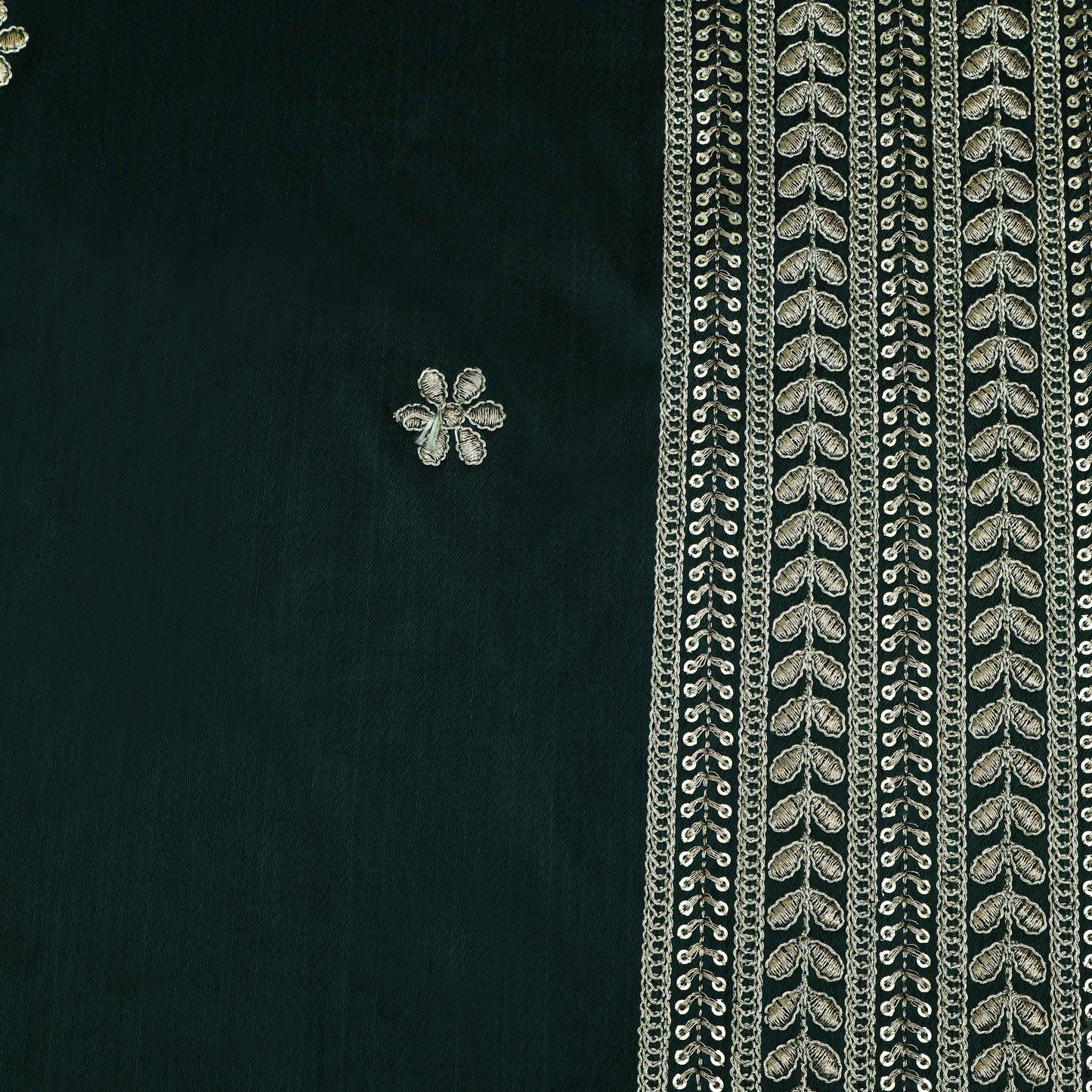 Green Color Gajji Silk Border Embroidery Fabric