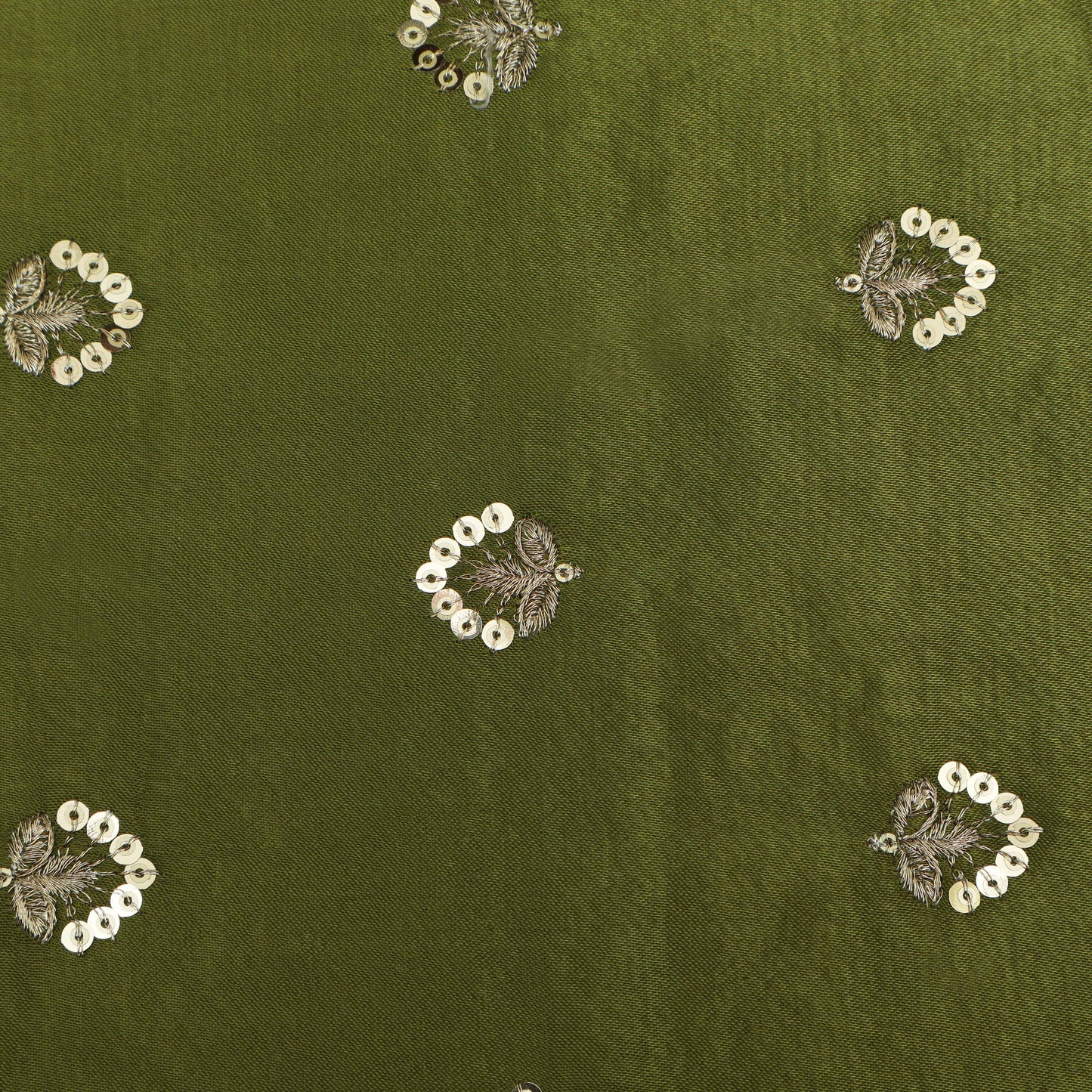 Mehndi Green Color Gajji Silk Booti Fabric