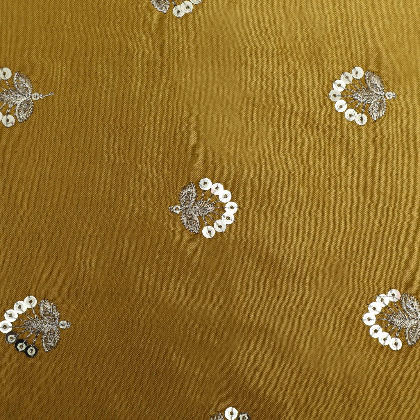 Mustard Color Gajji Silk Booti Fabric