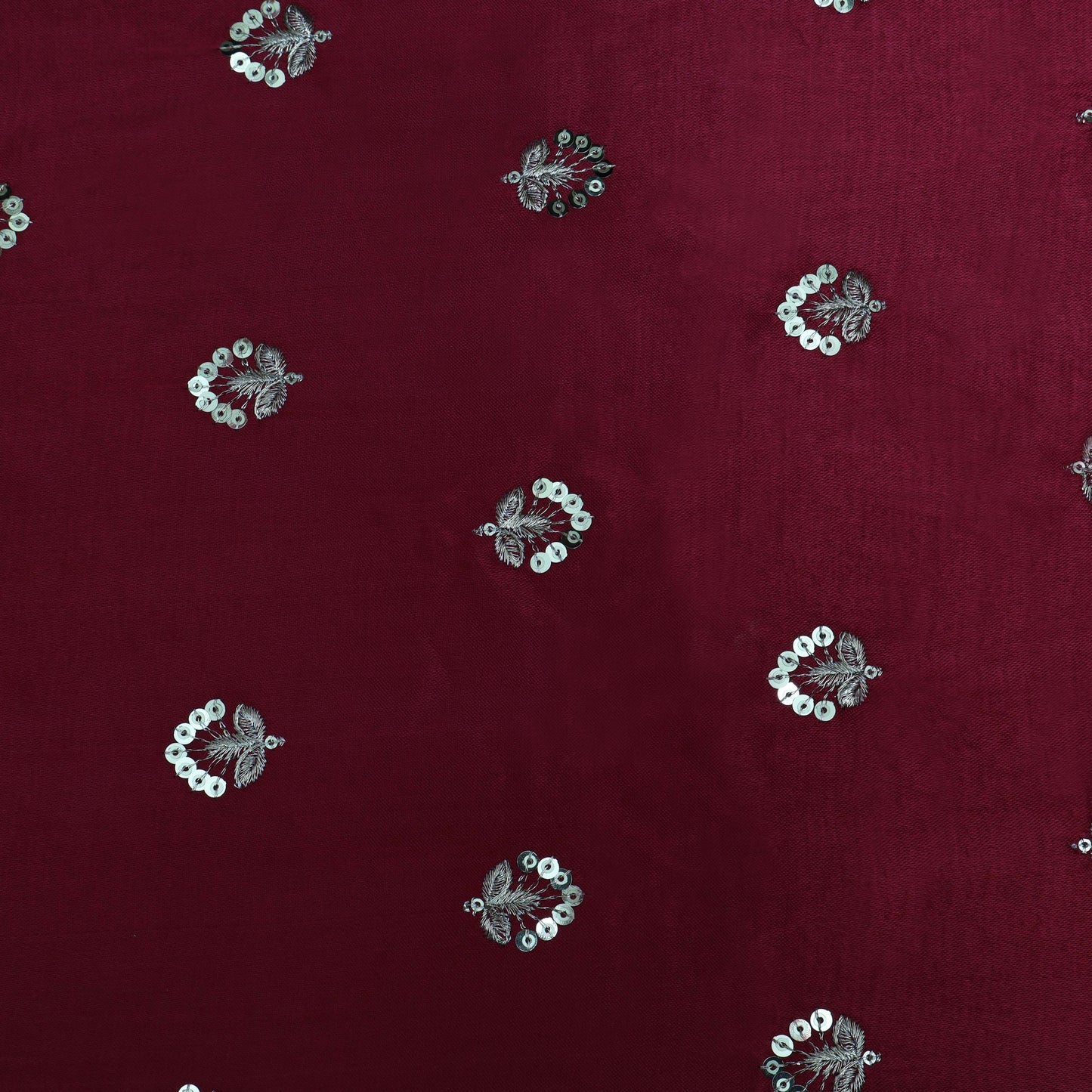 Maroon Color Gajji Silk Booti Fabric