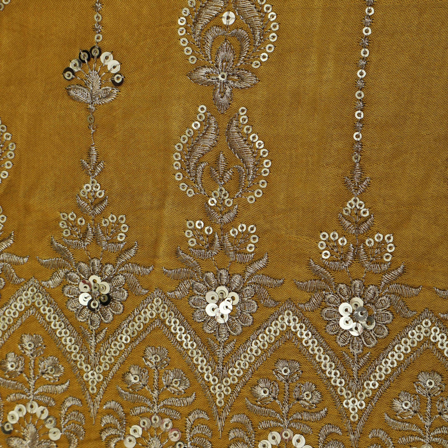 Mustard Color Gajji Silk Border Embroidery Fabric
